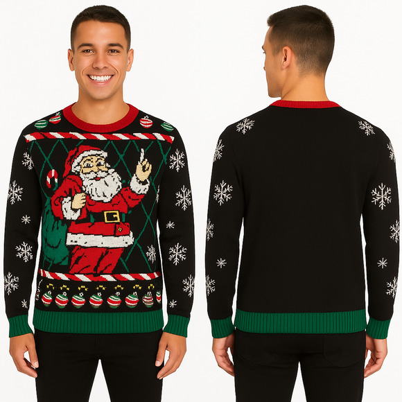 Ugly Christmas Sweater Other - NWT Ugly Christmas Sweater Santa Graphic Pullover Size L